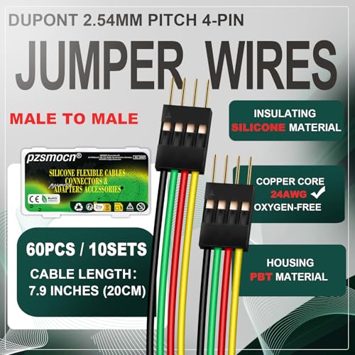 10 Sets / 60 Pcs for Dupont 2.54mm 4-Pin Male-Male Connector Kit - size: 4-Pin, style: Male to Male
