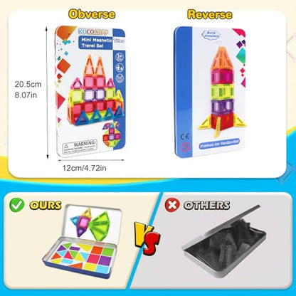 Travel Magnetic Tiles, 57Pcs Mini Magnetic Tiles Travel Set with Iron Box - color: Color-4