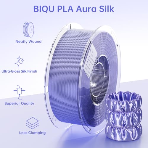 BIQU PLA Aura Silk 3D Printer Filament 1.75mm 1KG Spool, Lavender Purple - color: Purple