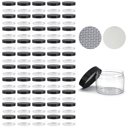 50 Pieces 2oz Plastic Jars with Lids Clear Round Cosmetic Container Empty Storage Jars for Makeup,Jewelry,Samples,Travel Storage - style: 2 oz