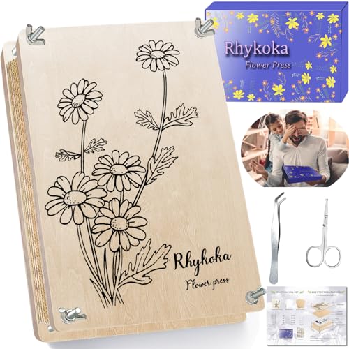 Rhykoka Large Flower Press, 10 Layers 11.8 x 8.3 Inches Wood Leaf Flower Press Kit for Adults, Teens