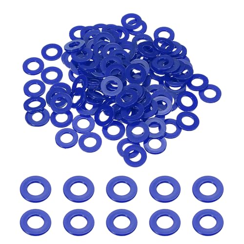 uxcell 120 Pcs Nylon Flat Washers 8mm ID 16mm OD 1.5mm Thick Plain Washer Grommets Plastic Sheet Gasket Fastener Sealing Spacer Gasket Ring Water Hose Washers, Blue - color: Blue, size: 8mm x 16mm x 1.5mm
