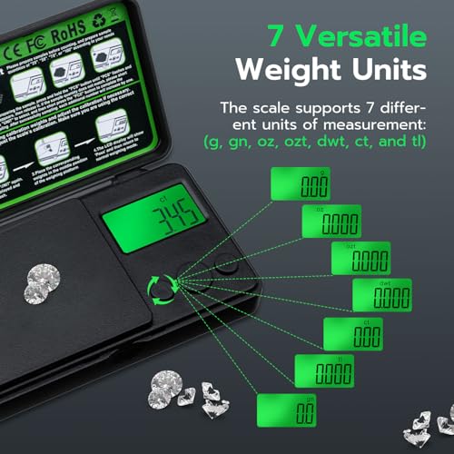 Mcbazel Digital Pocket Gram Scale 500g x 0.01g High Precision Mini Kitchen Scale with LCD Display for Food, Jewelry, Coin, Coffee, Grains, Powder Medicine