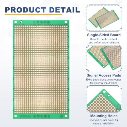 5Pcs 12x7cm PCB Prototype Board w 40-Pin Headers, Green - size: 12x7cm(2.54mm Pitch/1.5mm T)
