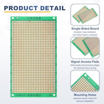 5Pcs 12x7cm PCB Prototype Board w 40-Pin Headers, Green - size: 12x7cm(2.54mm Pitch/1.5mm T)