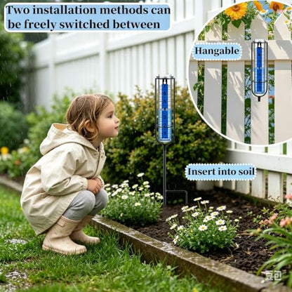 Rain Gauge Outdoor,7" Freeze Proof Rain Gauges Outdoors Best Rated,Large Clear Numbers and Adjustable Height -Decorative rain Measure Gauge for Garden, Deck, Lawn - size: 3-Section Rain gauge Black
