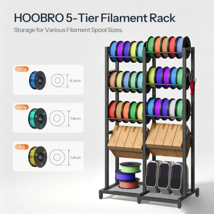 HOOBRO 3D Printer Filament Storage Rack, 5-Tier Heavy Duty Storage Shelf