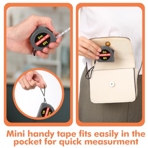 Copkim 50 Pcs Mini Tape Measure Keychain Bulk 6 Ft Retractable,Gray - color: Gray
