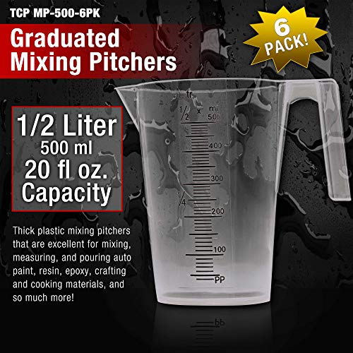 TCP Global 1/2 Liter (500ml) Plastic Graduated Measuring and Mixing Pitcher - size: 500ml