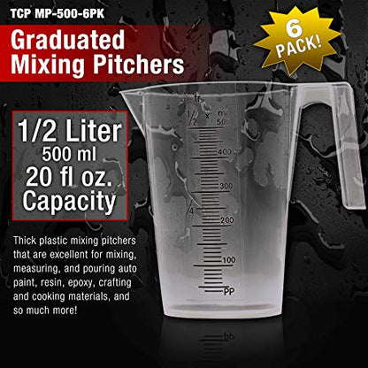TCP Global 1/2 Liter (500ml) Plastic Graduated Measuring and Mixing Pitcher - size: 500ml