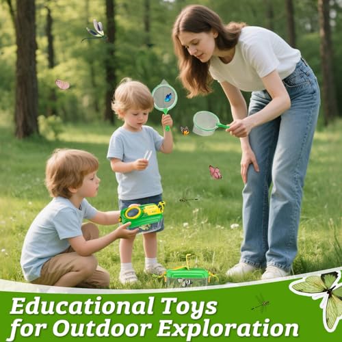 Biggun 2 Set Bug Catcher for Kids Ages 3-10 Explorer Toys Birthday Gift - color: Green