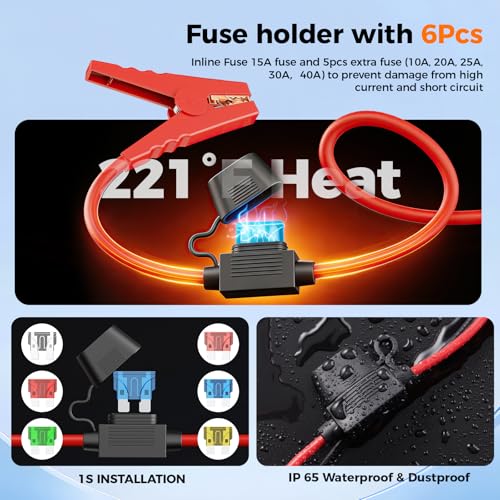 CASMAN 10FT SAE to Battery Alligator Clips Cable,12V SAE 2Pin Quick Disconnect Crocodile Cable with 15A Fuse for Solar Power, BatteryMotorcycleCarRVTruckWater Resistant (10AWG 10FT) - size: 10AWG 10FT