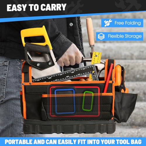 Collapsible Magnetic Parts Tray Set, 3 Different Size Tool Trays - color: Red (L) + Blue (M) + Green (S)