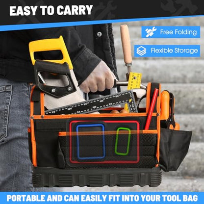 Collapsible Magnetic Parts Tray Set, 3 Different Size Tool Trays - color: Red (L) + Blue (M) + Green (S)