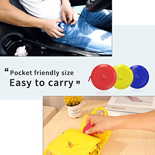 DiCUNO 6-Pack Soft Retractable Measuring Tape, 60-Inch 1.5 Meter, 6 Colors - color: 6 Colors