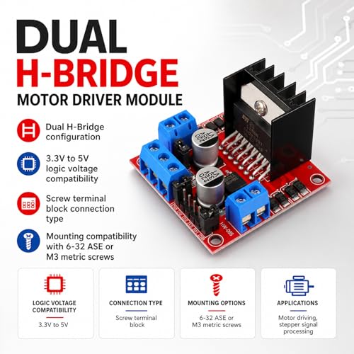10-Pack L298N Motor Driver Dual H-Bridge, 3.3V/5V Logic