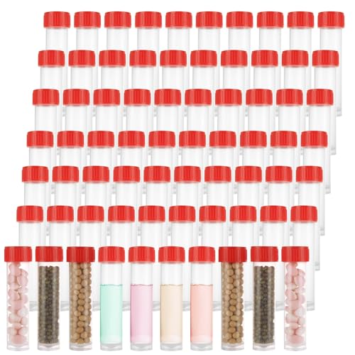 100 PCS Plastic Test Tubes with Caps 30 ml Plastic Vials with Caps 30 ml Transparent Test Tubes with Lids for Laboratory, Scientific Experiments, Liquid Storage