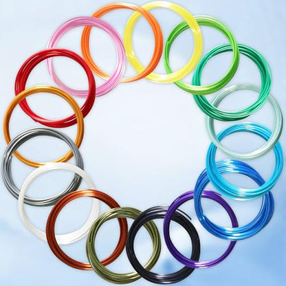 MIKA3D 16 Colors Silk Shiny PLA Filament Sample Pack, Each Color 4 Meter Length, Total 64m Silk Shiny PLA 3D Printer 3D Pen Material Refill Sample Pack - color: 16 Colors Silk Shiny Pla