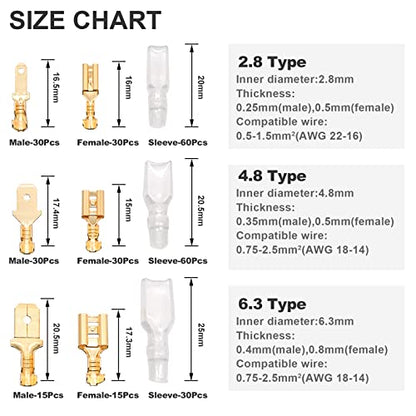 300Pcs Golden Quick Splice Wire Connectors Assortment Kit