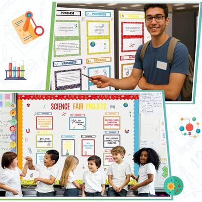 94 Pcs Science Fair Board Supplies 60 Trim Scalloped Bulletin Borders 24 Presentation Subtitles 2 Project Titles 6 Letter Stickers 2 Stickers for Classroom Display Boards(Scientific Lab) - style: Scientific Lab
