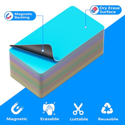 Reusable Magnetic Sticky Notes: 30PCS 2"x4" Dry Erase Magnets Labels for Whiteboard, Fridge, Locker - Cute Erasable Post Sticker with Marker for Classroom Office Home White Board Accessories - color: Multicolored, size: 2"x4"