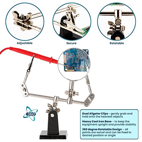 AmScope CBH-THTMG Third Hand Tool Circuit Board Holder with Magnifying