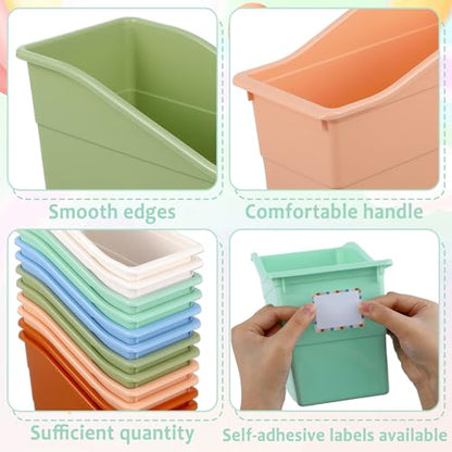 gisgfim 12 Pack Large Book Bins with Labels (Boho) - color: Boho
