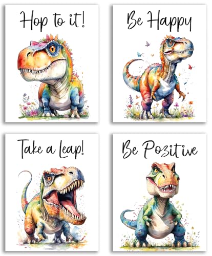 Watercolor Inspirational Dinosaur Poster Floral Animal Art Print 8X10Inch - color: 8x10inch (Unframed)n