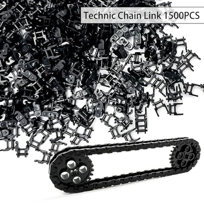 1500PCS Technical Chain Link Tread Compatible with legoes 3711 and Other Brands Build Custom Tracks Vehicles Tank Track(Black) - color: Black 1500pcs