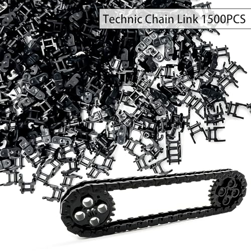 1500PCS Technical Chain Link Tread Compatible with legoes 3711 and Other Brands Build Custom Tracks Vehicles Tank Track(Black) - color: Black 1500pcs