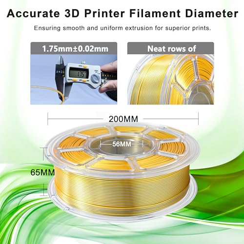 iBOSS Silk Dual Color PLA+ Filament 3D Printer 1.75mm +/- 0.02mm, Bicolor Filament Two Tone PLA Plus 1KG(2.2lbs) Cardboard Spool Fit for 3D Printers, Gold Silver - color: B_ Dual Silk Gold Silver
