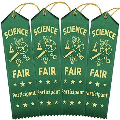 RibbonsNow Science Fair Participant Ribbons - 100 Green Ribbons with Card & String - color: Green, size: 100 Total Ribbons
