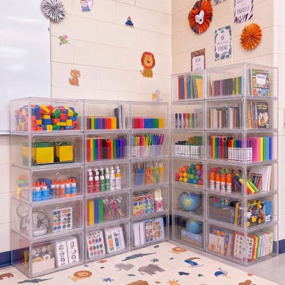 10-shelf Classroom Storage Organizer, Clear Drawer Bins