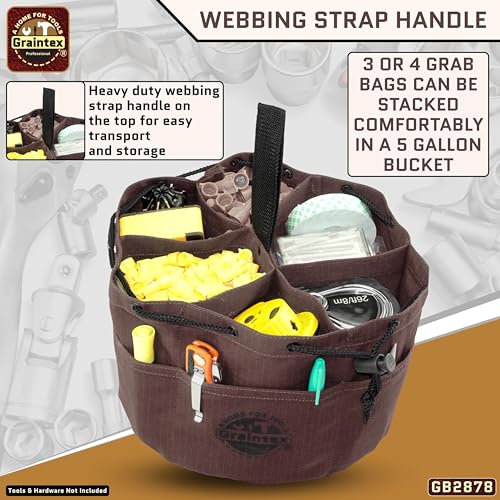 Graintex 18 Pockets Grab Bag Rip-stop Canvas Drawstring Closure, Small Part Organizer Pouch, Small Tools, Screws, Parts, Parachute Tool Bag for Efficient Storage - Coffee Brown - color: Coffee Brown
