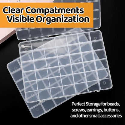 Praisebank 42 Grids Beading Storage Container Box, Perfect for Storage Beads & Small Items. (Clear / 4 Pack) - size: 42 x 4 Pack