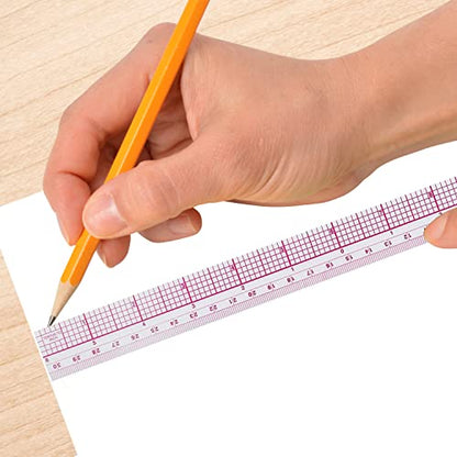 Westcott 10ths/Metric Beveled Ruler, 12-Inch/30cm (B-65), Clear (Pack of 2) - size: 1 Count (Pack of 2)