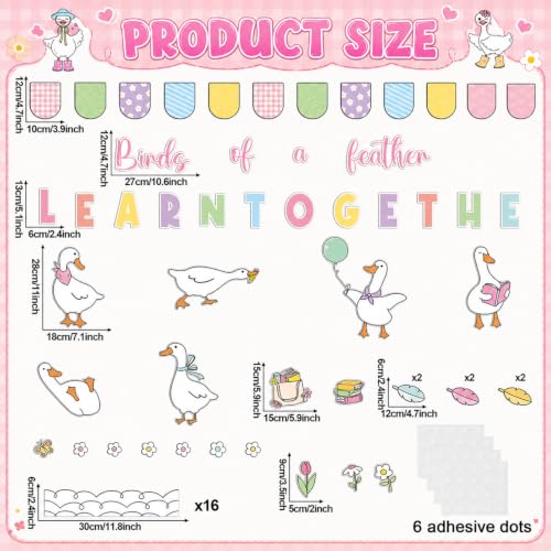 Silly Goose Bulletin Board Decoration Set Inspirational Back to School Classroom Decoration Cute Goose Blooming Floral Paper Cutouts for Home School Classroom Chalkboard Wall Door Party Supplies - style: Silly Goose