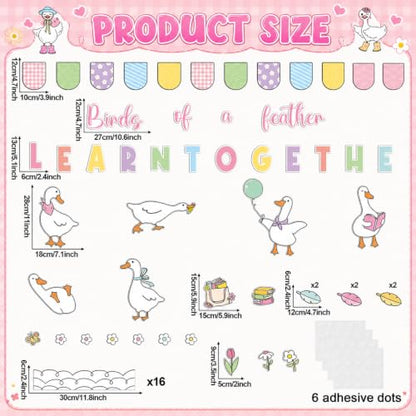 Silly Goose Bulletin Board Decoration Set Inspirational Back to School Classroom Decoration Cute Goose Blooming Floral Paper Cutouts for Home School Classroom Chalkboard Wall Door Party Supplies - style: Silly Goose