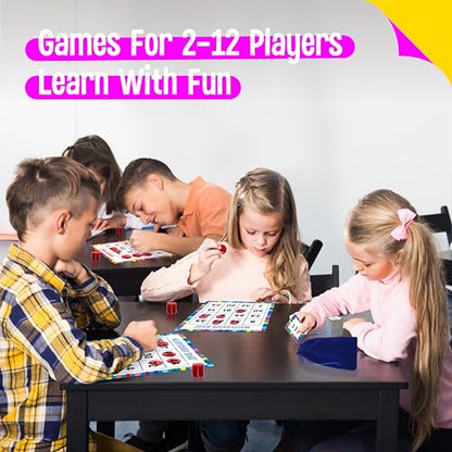 SpriteGru Multiplication & Division Bingo Game, 360 Math Problems, 2 Educational Math Board Game for Kindergarten and Preschool Kids, Perfect for Classroom & At Home - style: Multiplication & Division Bingo Game