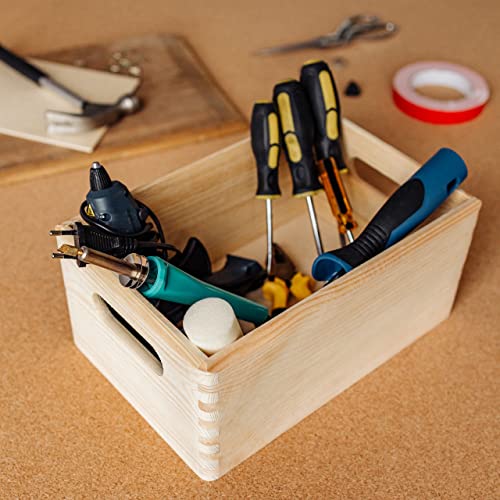 Creative Deco Large Wooden Crate Nesting Crate Handles - color: Beige, size: L