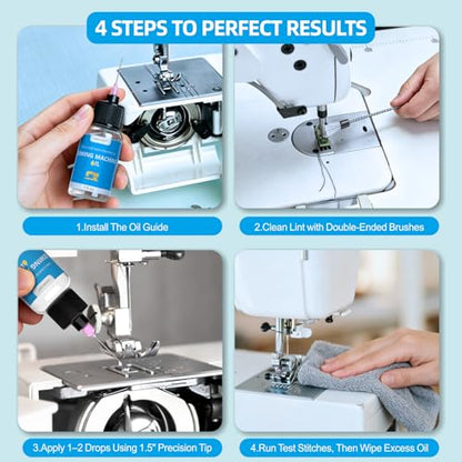 4oz&1oz Sewing Machine Oil and Cleaning Kit with Applicator & Brush - size: 4oz+1oz