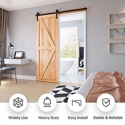 EaseLife 4 FT Sliding Barn Door Hardware Track Kit,Basic J Pulley,Slide Smoothly Quietly,Easy Install (4FT Track Kit for 24" Wide Single Door) - size: 4FT