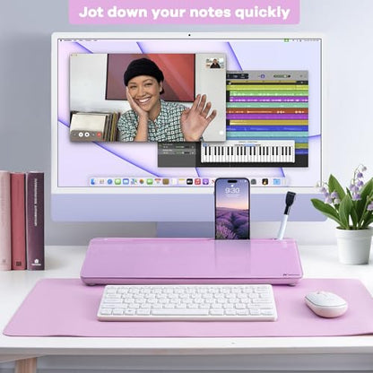 Varhomax Glass Desk Whiteboard with Storage - color: Purple