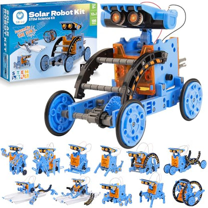 Sillbird Solar Building Robot Kit 12-in-1 STEM Gift for Boys Ages 8-13 - color: Orange Blue