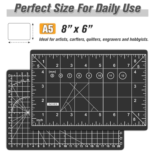 DIYSELF 8in×6in Cutting Mat, A5 Self Healing Cutting Mat, Paper Craft Tools - color: Black, size: 8"L x 6"W
