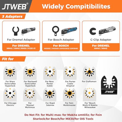 JTWEB Titanium Oscillating Tool Blade, 10PCS Oscillating Saw Blades Metal Cutting Multi Tool Blades Kits Wood and Metal Nails Plastic, Multitool Blades for Milwaukee Bosch Dremel Rockwell - color: 10PCS