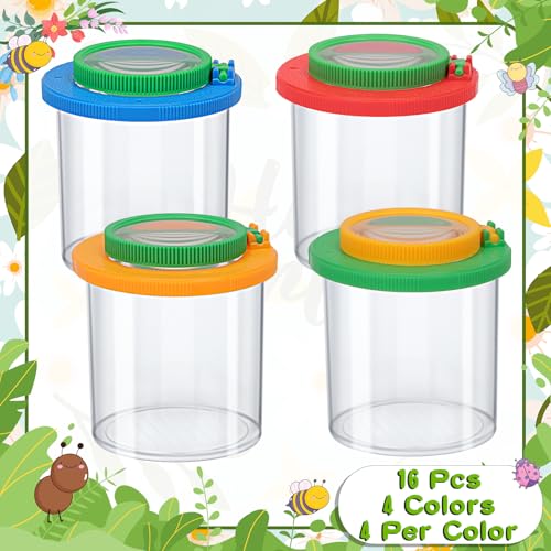Coopay 16 Pieces Magnifying Insect Box - Bug Viewer, Critter Insect Cage, Container, Bug Catcher Cage, Jar Collecting Kit for Children, Kids Science Nature Exploration Tools - style: 16 Pack Set