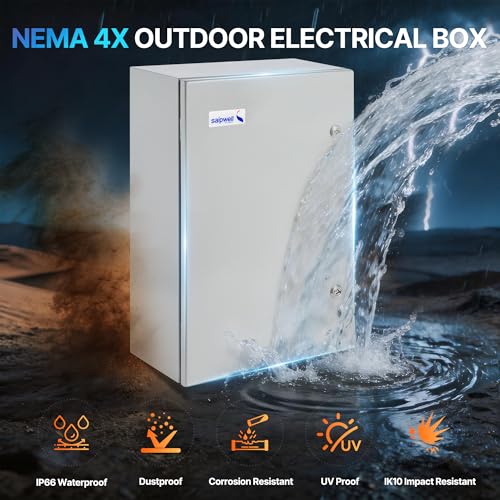 24x16x8 NEMA 4X Electrical Enclosure Metal Outdoor Enclosure Box - size: 24"H × 16"W × 8"D