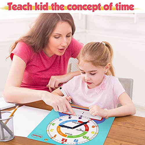 Large Magnetic Dry Erase Learning Clock for Kids Learn to Tell Time,12" Demonstration Teaching Time Practice Clock Analog Clocks with Pen, Classroom Supplies Homeschool Essentials Learning Resources - color: Light Blue