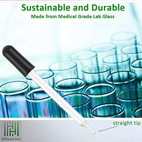 4 Inch Straight Tip Glass Dropper (1ml), with Black Suction Bulb, Medicine Eye Droppers for Essential Oils, Science Laboratory Medicine Art Liquid Plant Nutrients (12)
